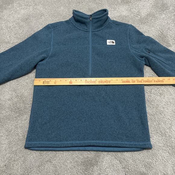 The North Face Gordon's Lyons 1/4 Zip Sweater Mens Medium Blue green Fleece - Picture 3 of 5